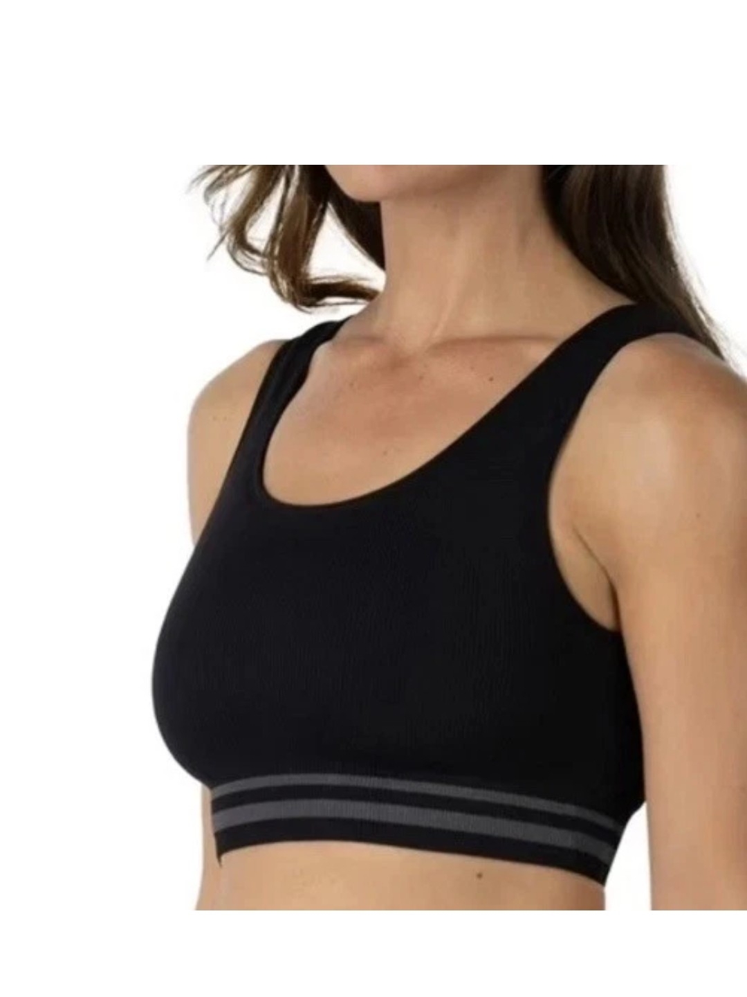 Nwt Xl Penn Reversable Black Seamless Ribbed Sports Bralette With Stripes